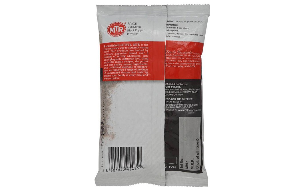 MTR Kali Mirch - Black Pepper Powder   Pack  100 grams